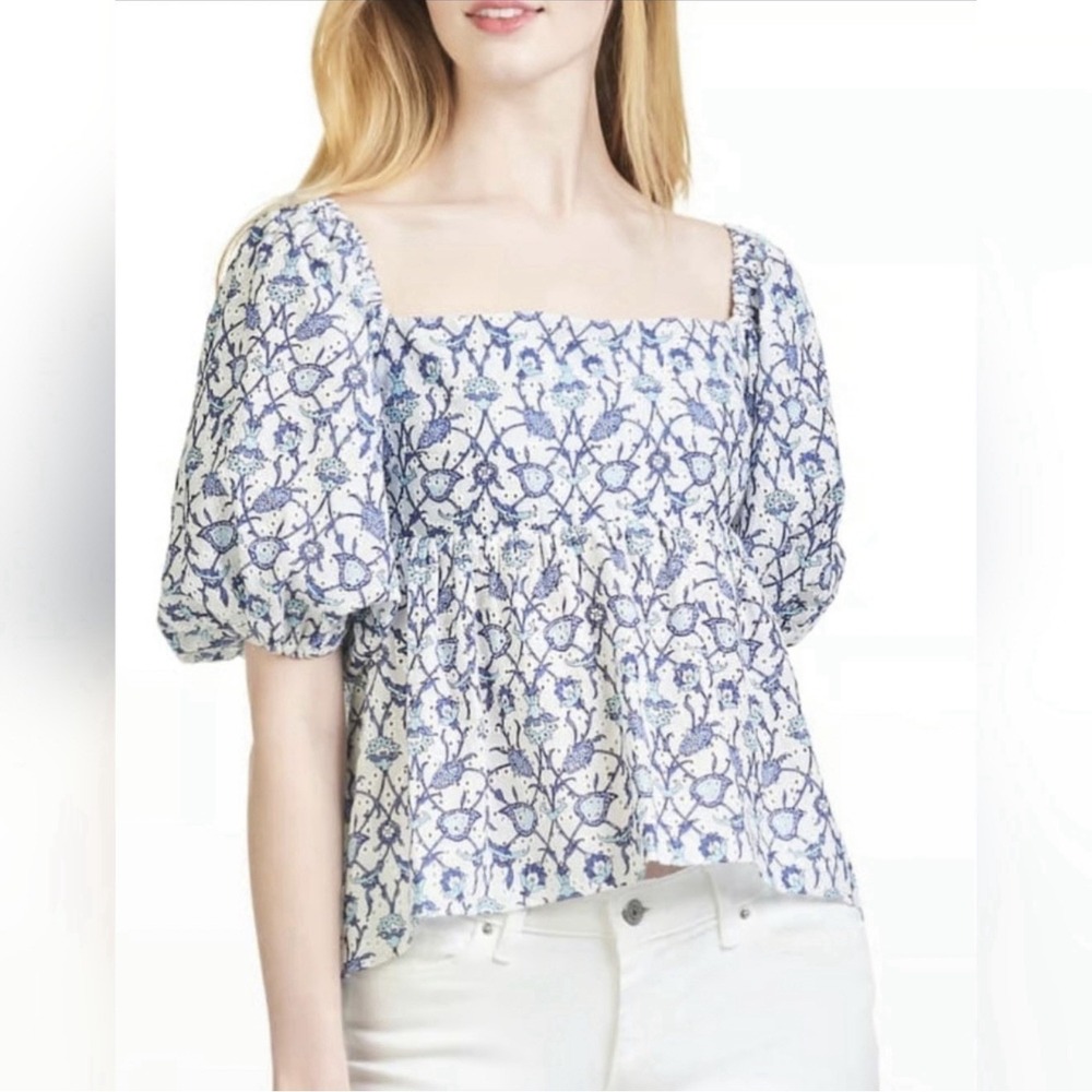 Sachin & Babi Anthropologie Millie Eyelet BlouseFloral Boho Cottagecore Smock XL